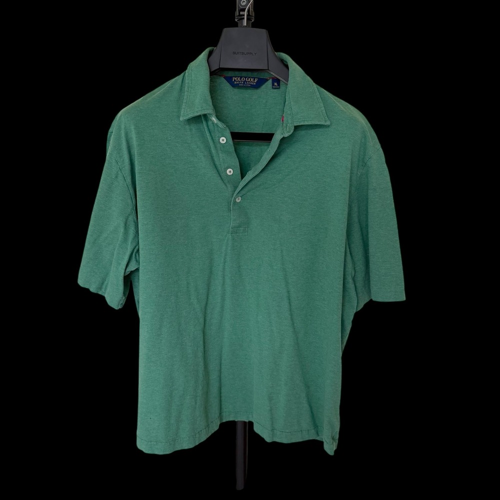 Polo Golf Ralph Lauren Green Vintage Lisle Short Sleeve Polo Shirt Mens XL